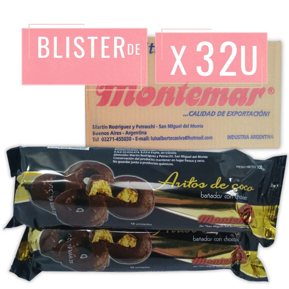 Caja Blister ARITO de Coco bañado en CHOCOLATE